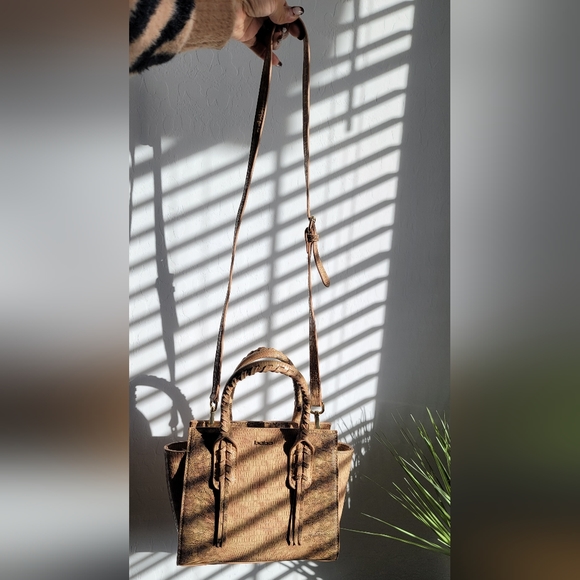 Bebe Faux Beige  Snakeskin Mini Tote - Picture 5 of 6